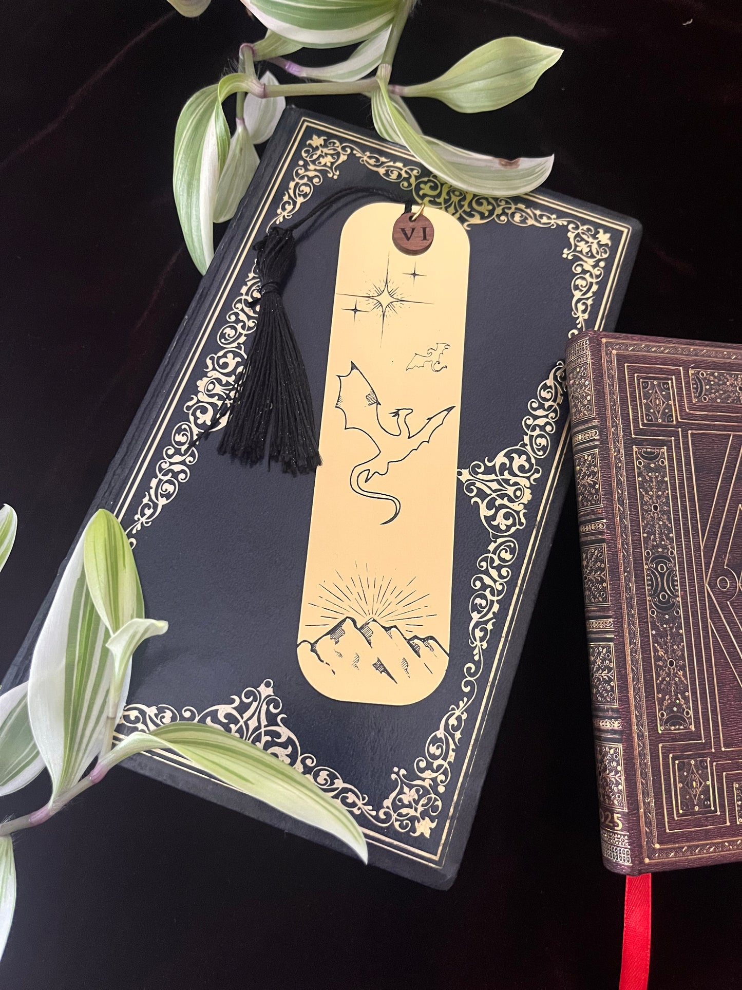 Fantasy gold dragon engraved bookmark