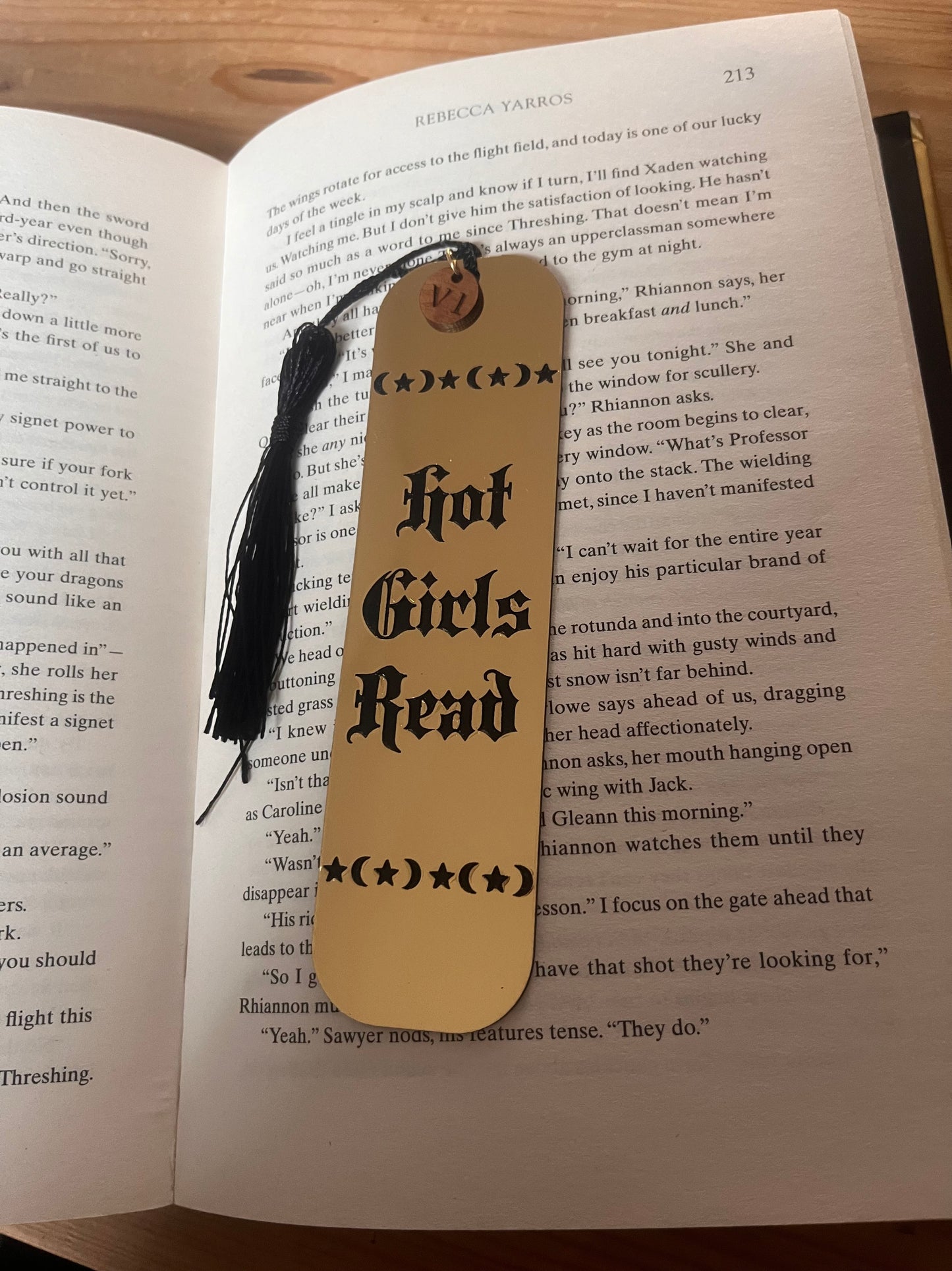 Hot Girls Read Engraved Gold Bookmark – Metallic Acrylic Gothic Lettering
