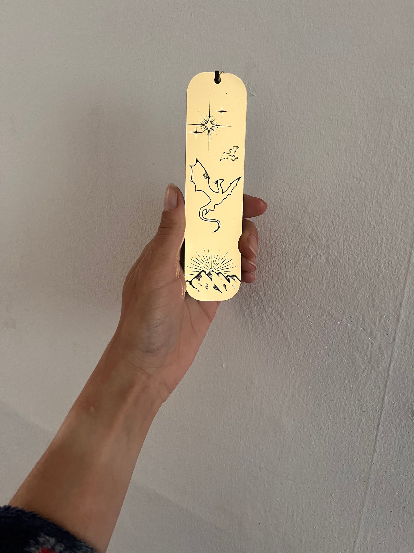 Fantasy gold dragon engraved bookmark